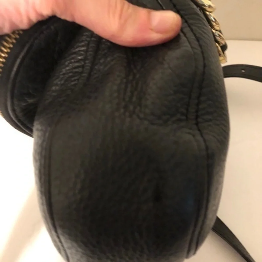 MICHAEL KORS black leather fold over crossbody bag